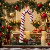 Itens Bastão de doces decorativo decoração de janela de Natal listras brancas vermelhas Alt.51,5 cm