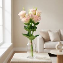 Itens Flores artificiais Eustoma Lisianthus creme rosa 52cm 5 un