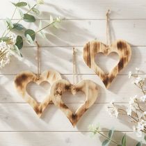 Itens Corações decorativos de madeira para pendurar coração queimado em coração 20 cm 3 unidades