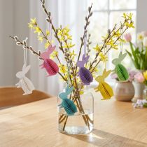 Itens Coelhinhos da Páscoa em favo de mel para pendurar coloridos 5 × 3 × 8 cm 6 unidades