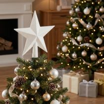 Itens Topo de árvore branco brilhante de 19 cm - inquebrável e brilhante, perfeito para elegantes decorações de Natal