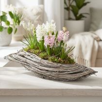 Itens Vaso Wave em rattan, branco natural, 40x14x6cm