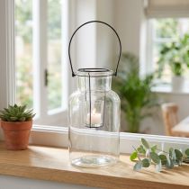 Itens Lanterna para decoração de garrafas vidro metal transparente preto Ø13cm