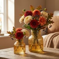 Itens Vaso de flores de vidro laranja com design retrô, Ø11cm A14,5cm, conjunto com 2 peças.