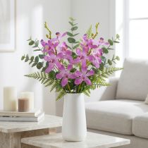Itens Orquídeas artificiais 8 flores roxas Ø3,5cm–5cm 2 unidades
