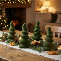 Itens Decoração de mesa para árvore de Natal flocado abeto verde 16,5 cm 4 peças
