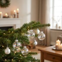 Itens Mini enfeites de Natal, de vidro iridescente transparente, 4 cm, 24 peças