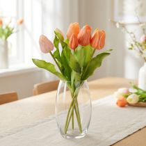 Itens Tulipas artificiais para decoração de primavera, sala de estar e cozinha, com aparência realista, 30 cm, 7 peças.