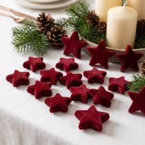 Itens Decorações de Natal, estrelas, flocadas na cor bordô, decoração de mesa, 4-5 cm, 40 peças