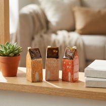 Itens Casa decorativa em miniatura de cerâmica para peitoril de janela, 10 cm, 3 peças