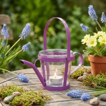Itens Lanterna regador decorativo de vidro metal rosa Ø14cm Alt.13cm