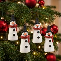 Itens Decoração de pendurar alegre boneco de neve – Branco com cachecol vermelho e chapéu preto, 7,5 cm – Perfeito para árvores de Natal festivas – 6 peças
