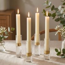 Itens Conjunto de 4 velas cônicas de cor creme sólida, 34 mm x 240 mm.