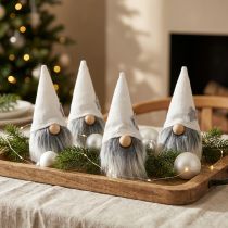 Itens Duendes de Natal com barba branca, cinza 12 cm 4 unidades