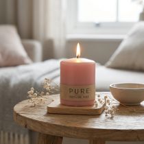 Itens Vela pilar PURE 90/70 rosa vela de cera natural decoração de vela sustentável