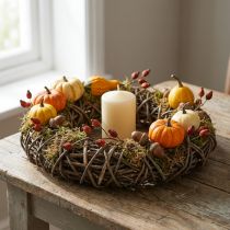 Itens Guirlanda trançada de videira Ø40cm, guirlanda decorativa natural para mesa e parede, estilo rústico.