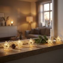 Itens Cadeia de luz LED estrela micro LED timer dentro de branco 1,90m