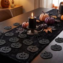 Itens Decorações de Halloween em formato de abóbora, 4 cm, pretas, com glitter, 72 peças