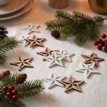 Itens Decoração de estrelas de madeira decoração dispersa natal branco/natural 3,5cm 48 un