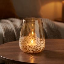 Itens Lanterna de vidro suporte de luz de chá decoração de vidro marrom branco Ø10cm