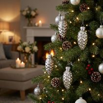 Itens Cones de Natal cones de vidro decoração de vidro prata Alt.6,5cm 10 peças