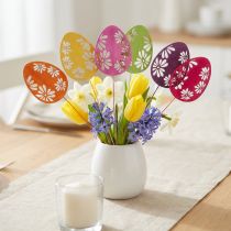 Itens Ovos de Páscoa decorativos para flores em madeira de Páscoa 30,5 cm 18 unidades