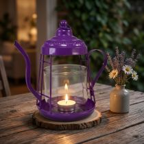 Itens Porta-velas lanterna de vidro bule roxo Ø15cm Alt.26cm