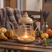 Itens Porta-velas lanterna de vidro bule laranja Ø15cm Alt.26cm