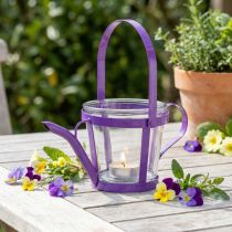 Itens Lanterna de vidro regador decorativo metal roxo Ø14cm Alt.13cm