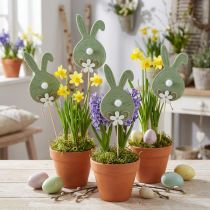 Itens Coelho de Páscoa de feltro em palito de madeira – Plugues decorativos fofos para primavera e Páscoa 12cm 12 peças