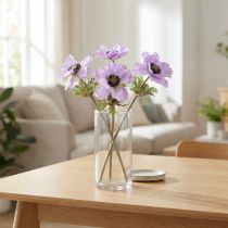 Itens Anêmonas artificiais lilás, 34 cm de comprimento, conjunto com 4 peças.