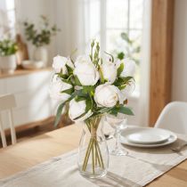 Itens Buquê de rosas artificiais para decoração de mesa elegante, 31 cm, 3 peças.