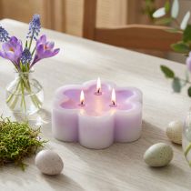 Itens Vela de três pavios em forma de vela de flor roxa branca Ø11,5cm Alt.4cm