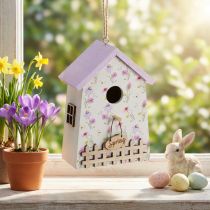 Itens Decoração de primavera casa de passarinho lilás branco H11cm 3 peças