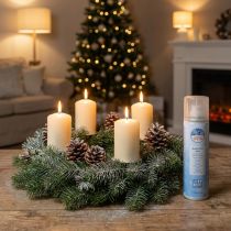 Itens Spray de neve prateado com glitter para janelas e decoração de inverno, 150ml