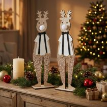 Itens Figura de decoração de Natal em madeira de rena para colocar 12×6.5cm A45cm 2uds