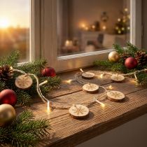 Itens Luzes de fada LED dentro de discos de madeira de luzes de Natal L120cm