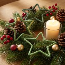Itens Estrelas de juta para decoração de Natal poinsétias verdes 15cm 8 un