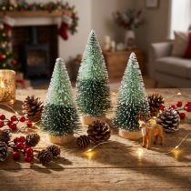 Itens Mini árvore de Natal artificial com neve, Ø5cm A10cm, 6 peças