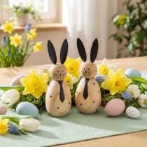 Itens Coelho decorativo de madeira, 15 cm, 2 peças, para uma decoração serena e atemporal.