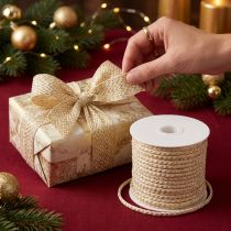 Itens Cordão de algodão dourado e fita de algodão creme 7mm 15m