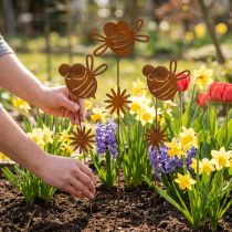 Itens Estaca de jardim abelha, decoração de primavera, estaca de metal ferrugem L24,5cm 6 peças