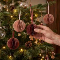 Itens Bolas de favo de mel Natal bordeaux rosa Ø8cm 4uds