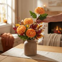 Itens Flor artificial crisântemo laranja Ø7cm 18cm 4 unidades