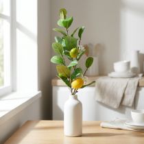 Itens Ramo de limão decorativo, flores, frutos, plantas mediterrâneas artificiais, 68 cm de altura