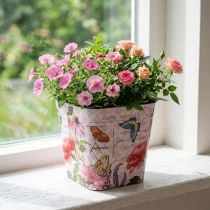 Itens Vaso de plástico com estampa floral, Ø13×H11,5cm.