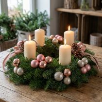 Itens Mini bolas de Natal vidro rosa cinza fio Ø40mm 32 peças