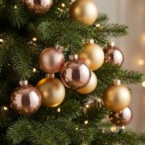 Itens Bolas de Natal em vidro verdadeiro dourado e rosa Ø60mm 24 peças