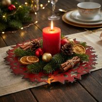 Itens Prato de Natal Prato decorativo de metal com estrelas vermelho Ø34cm