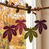 Itens Cabides decorativos de madeira, folhas de outono, rosa, roxo, verde, 12x10cm, 12 peças